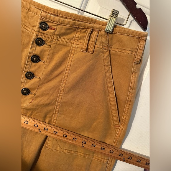 ANTHROPOLOGIE Sz 32 Wanderer Mustard Utility Cargo Button  Fly Straight Leg Pant - Picture 6 of 10